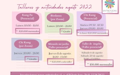 Calendario actividades y talleres agosto 2022
