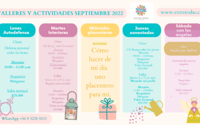 Calendario de actividades y talleres septiembre 2022